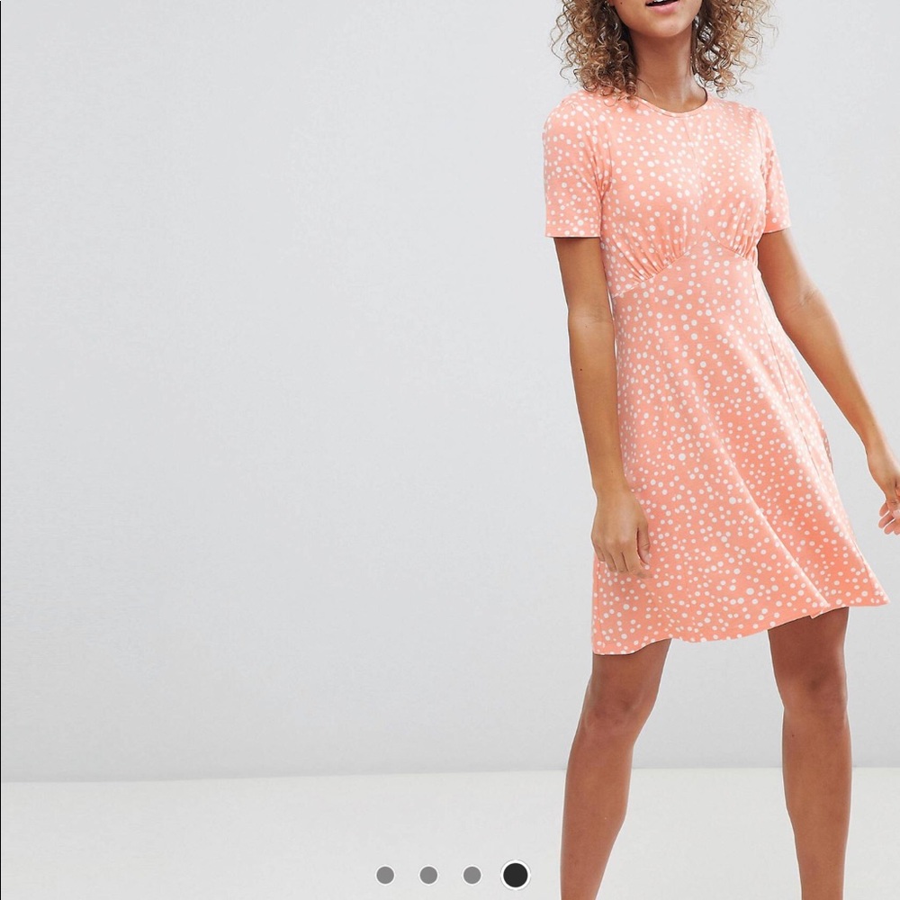 ASOS Peach Polka Dot Mini Tea Dress